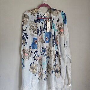 NWT Woven Heart Women's Floral Kimono Swimsuit Cover Up Size OS